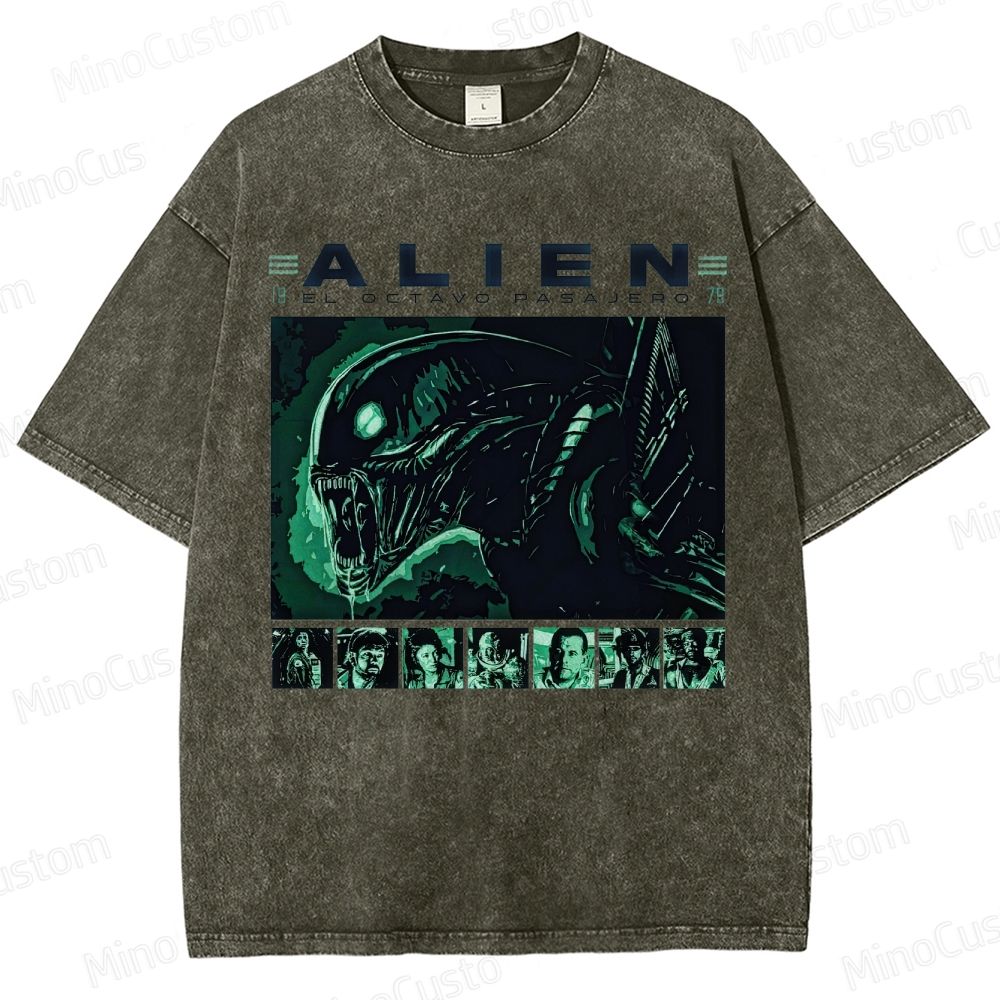 Alien Vintage Washed Sci - Fi Horror T - shirt