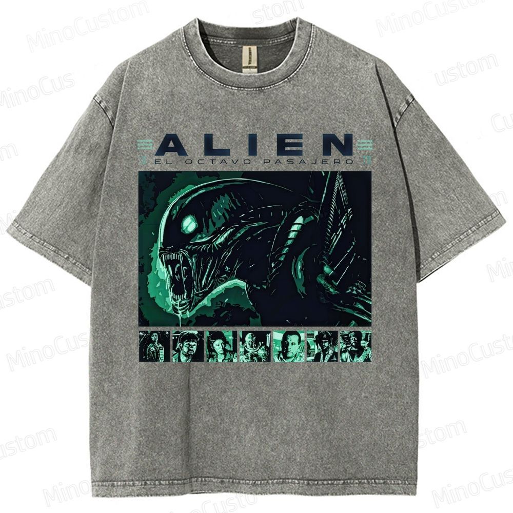 Alien Vintage Washed Sci - Fi Horror T - shirt