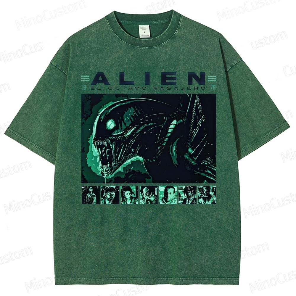 Alien Vintage Washed Sci - Fi Horror T - shirt