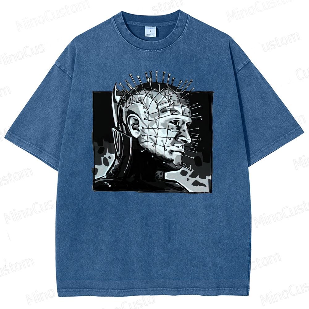 Hellraiser - Inspired Pinhead Vintage Washed Horror T - shirt
