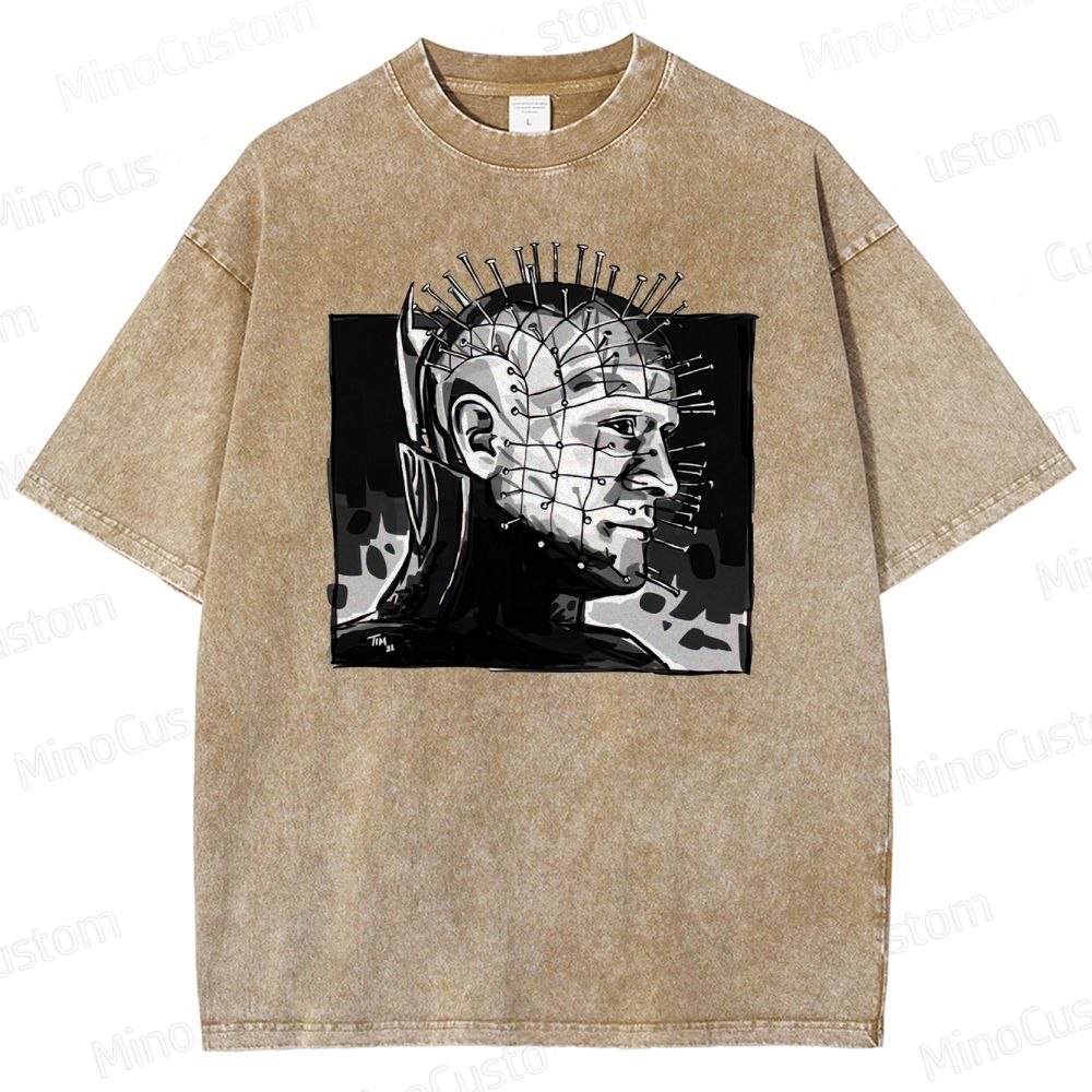 Hellraiser - Inspired Pinhead Vintage Washed Horror T - shirt