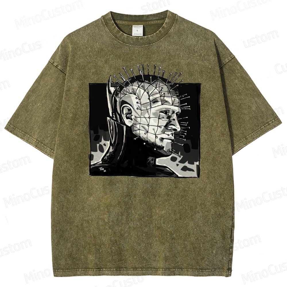 Hellraiser - Inspired Pinhead Vintage Washed Horror T - shirt