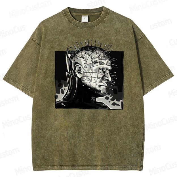 Hellraiser - Inspired Pinhead Vintage Washed Horror T - shirt
