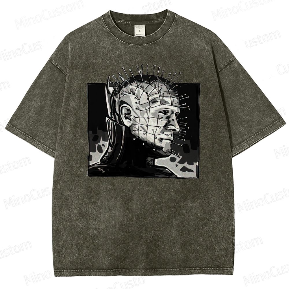 Hellraiser - Inspired Pinhead Vintage Washed Horror T - shirt