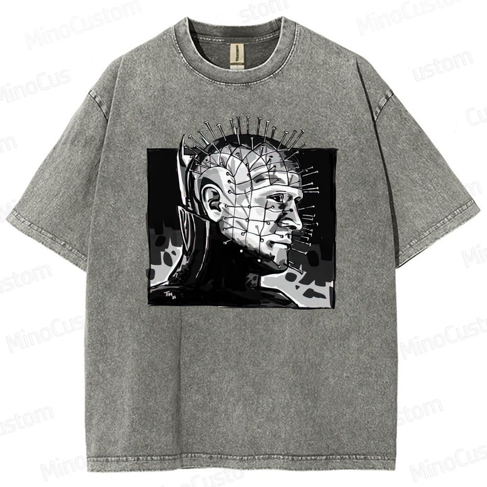 Hellraiser - Inspired Pinhead Vintage Washed Horror T - shirt