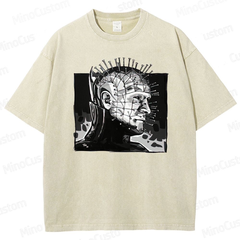Hellraiser - Inspired Pinhead Vintage Washed Horror T - shirt