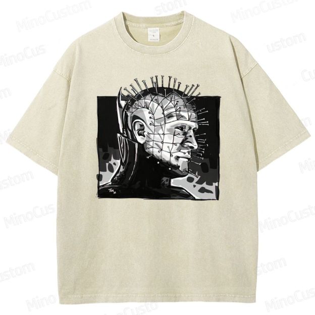 Hellraiser - Inspired Pinhead Vintage Washed Horror T - shirt