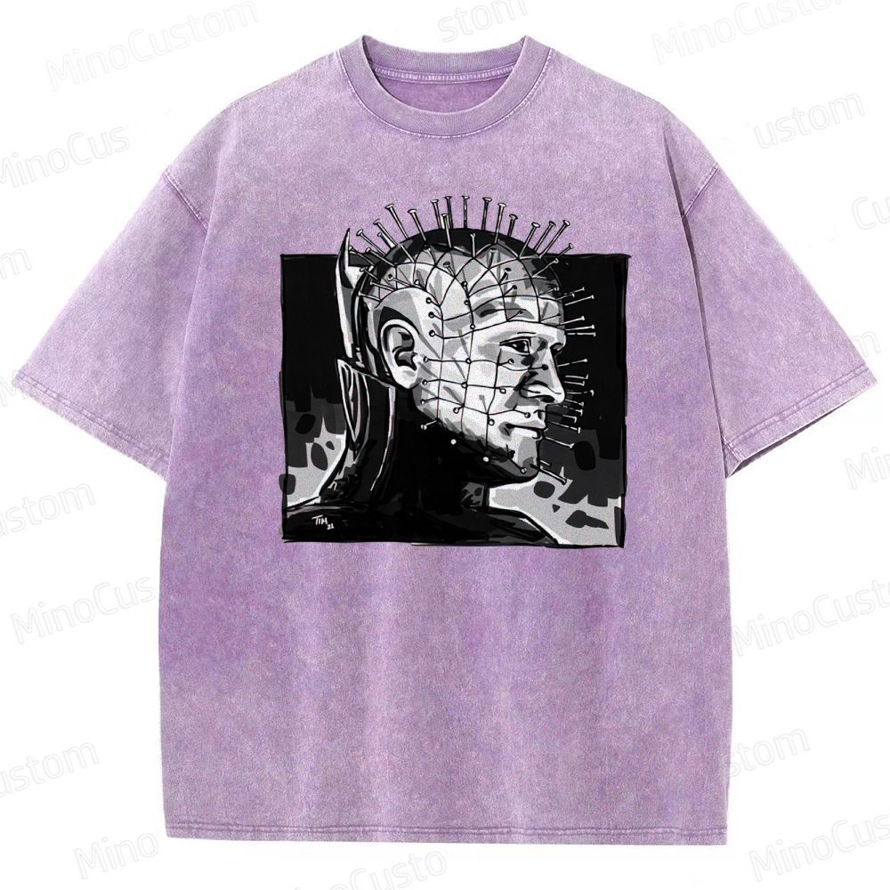 Hellraiser - Inspired Pinhead Vintage Washed Horror T - shirt