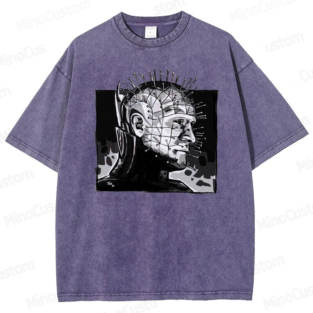 Hellraiser - Inspired Pinhead Vintage Washed Horror T - shirt