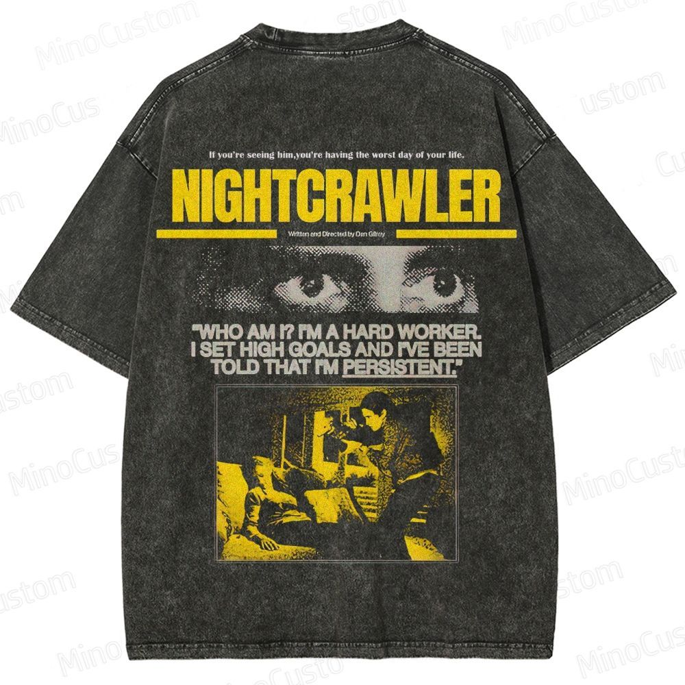 Nightcrawler Vintage Washed Thriller Film T - shirt