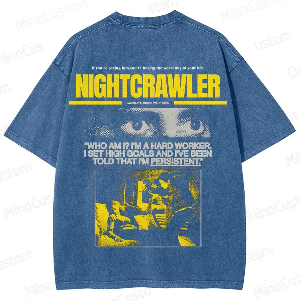 Nightcrawler Vintage Washed Thriller Film T - shirt