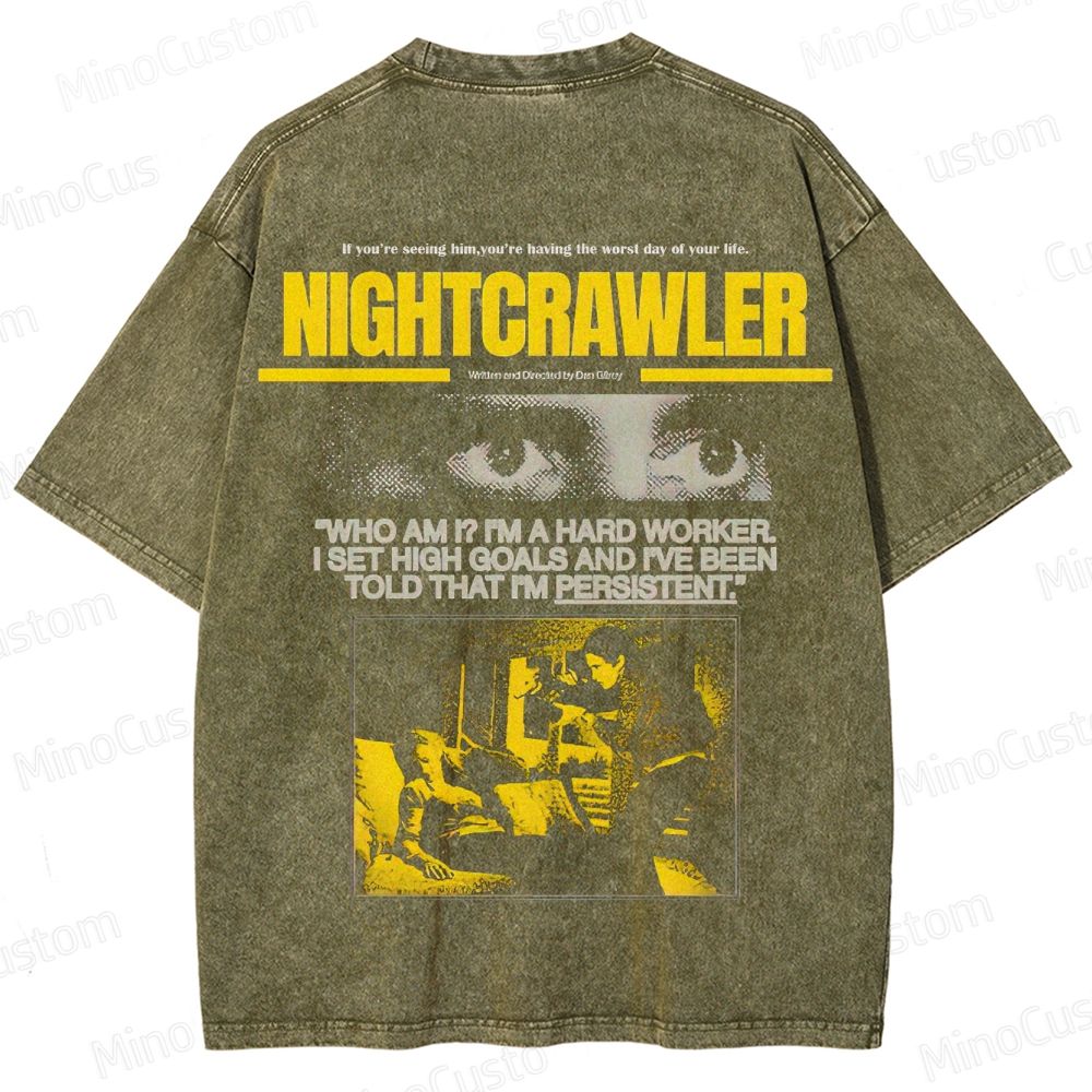 Nightcrawler Vintage Washed Thriller Film T - shirt