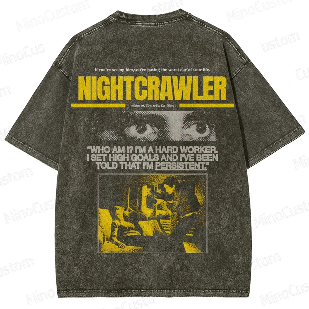 Nightcrawler Vintage Washed Thriller Film T - shirt