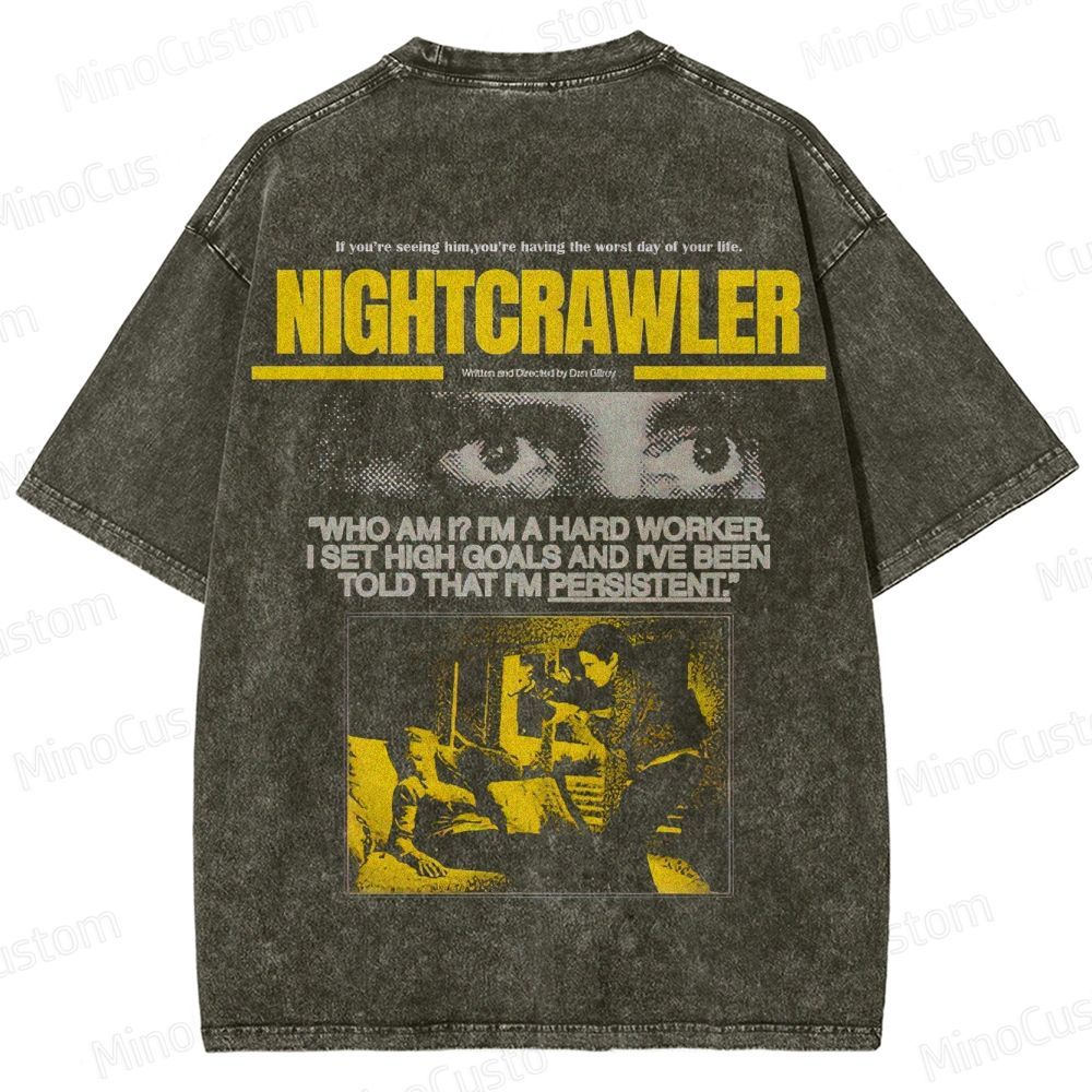 Nightcrawler Vintage Washed Thriller Film T - shirt