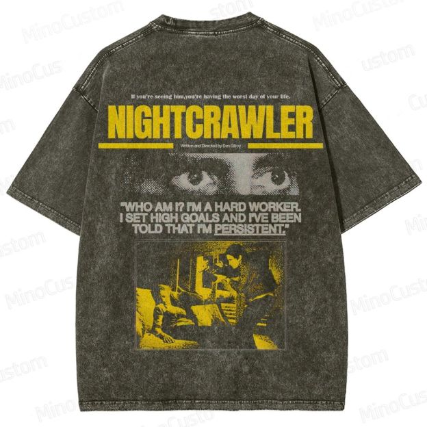 Nightcrawler Vintage Washed Thriller Film T - shirt
