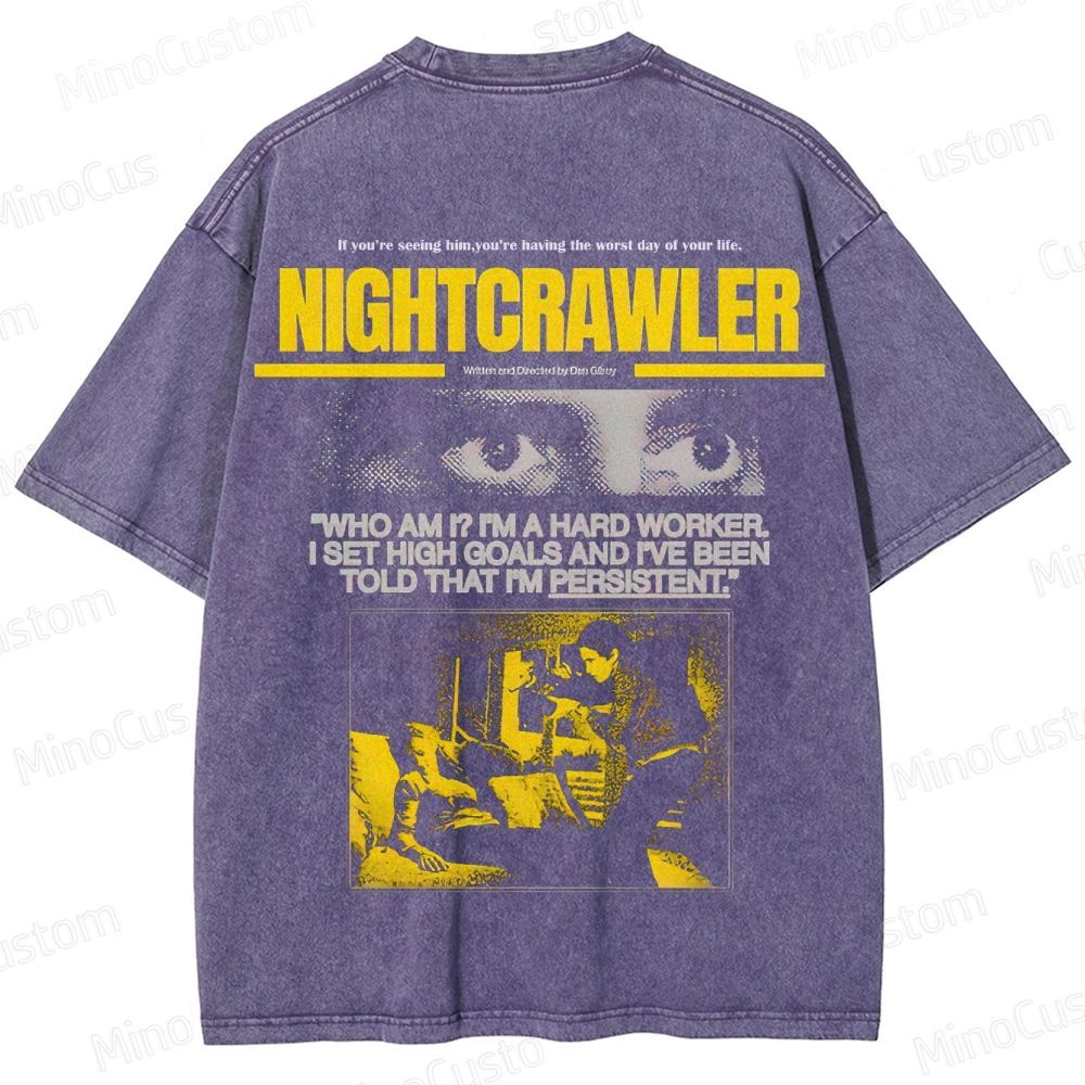 Nightcrawler Vintage Washed Thriller Film T - shirt