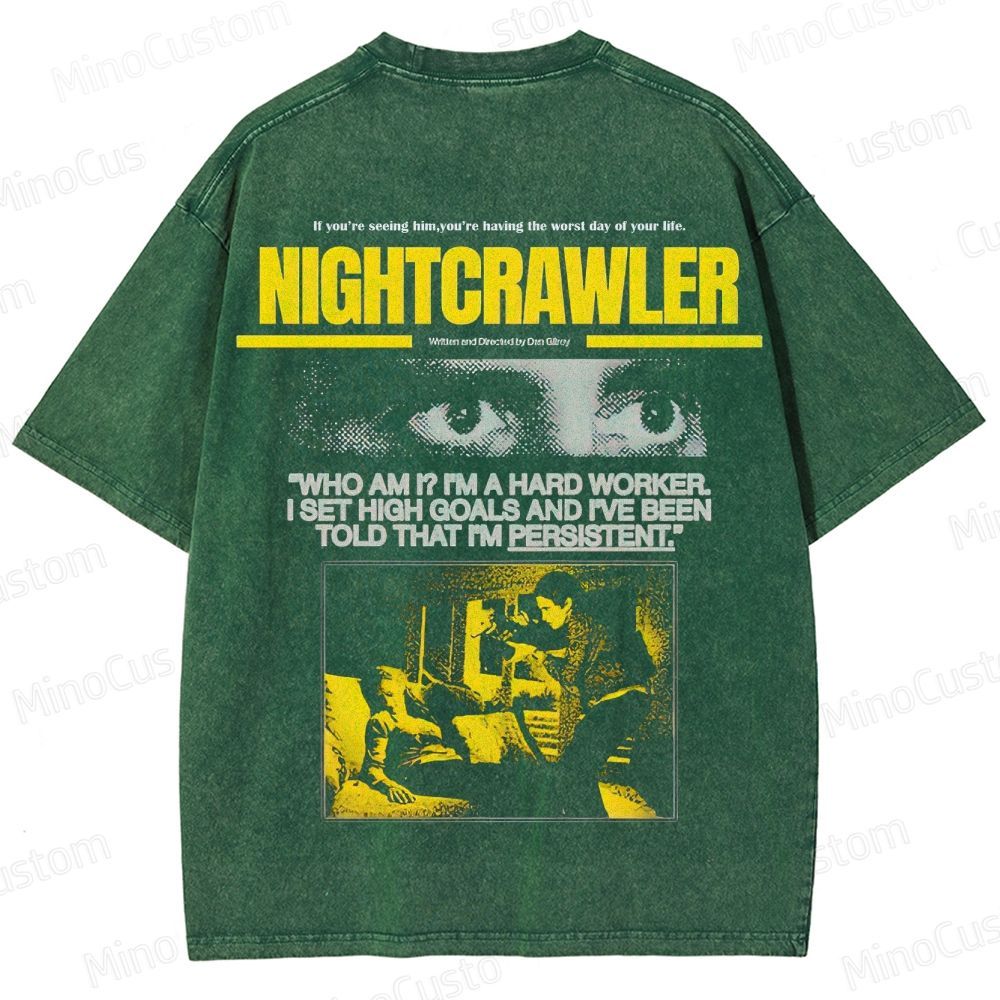 Nightcrawler Vintage Washed Thriller Film T - shirt