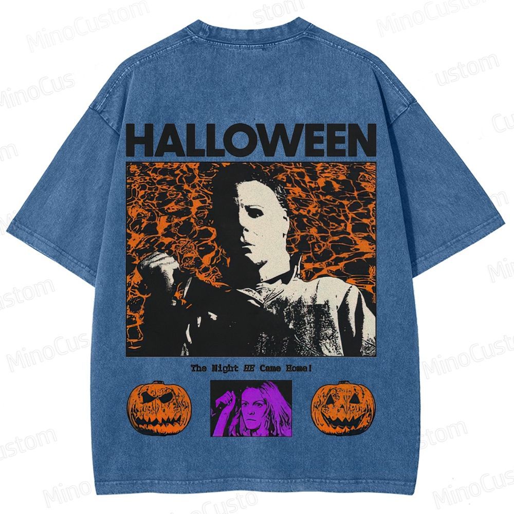 Halloween Vintage Washed Horror T - shirt