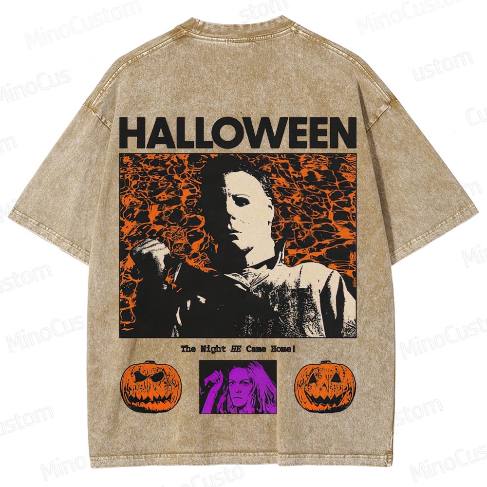 Halloween Vintage Washed Horror T - shirt