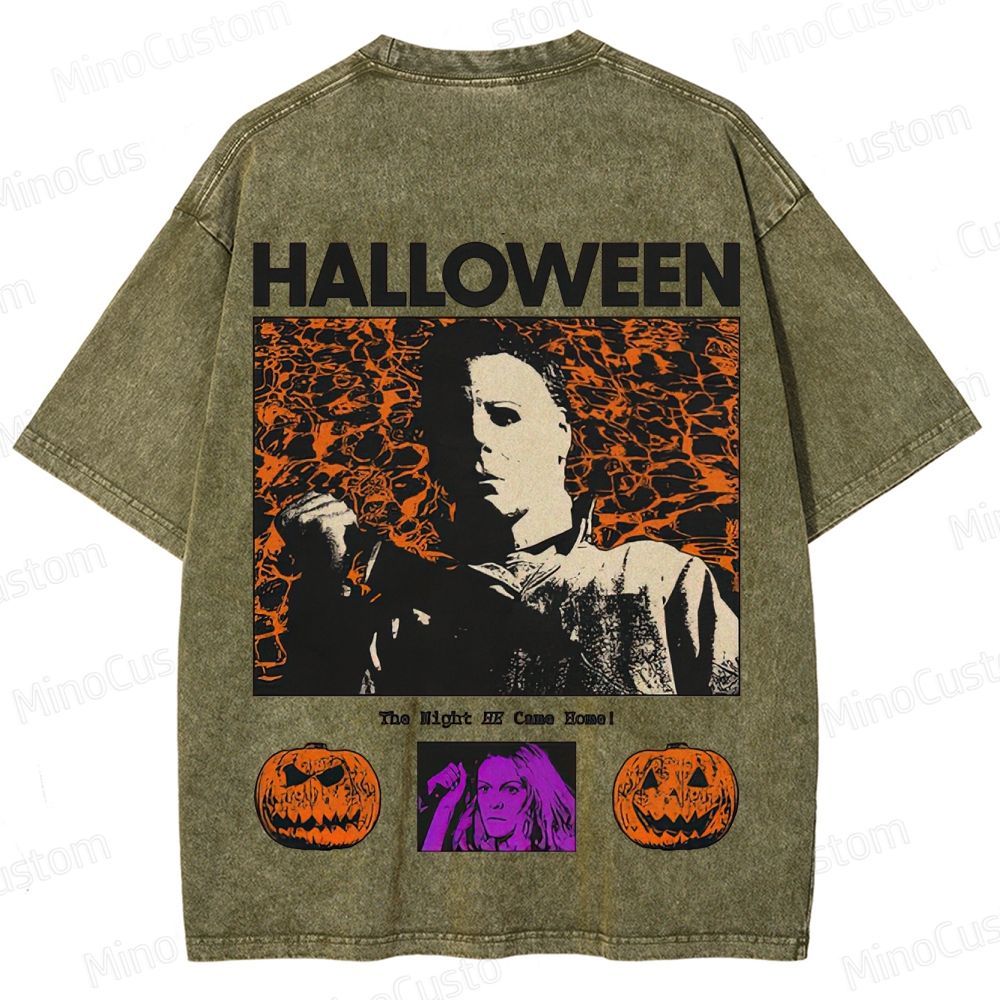 Halloween Vintage Washed Horror T - shirt