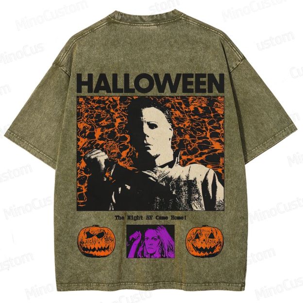 Halloween Vintage Washed Horror T - shirt