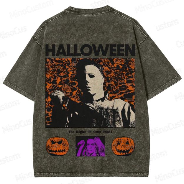 Halloween Vintage Washed Horror T - shirt