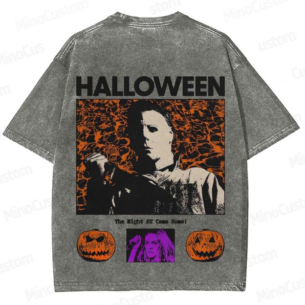 Halloween Vintage Washed Horror T - shirt