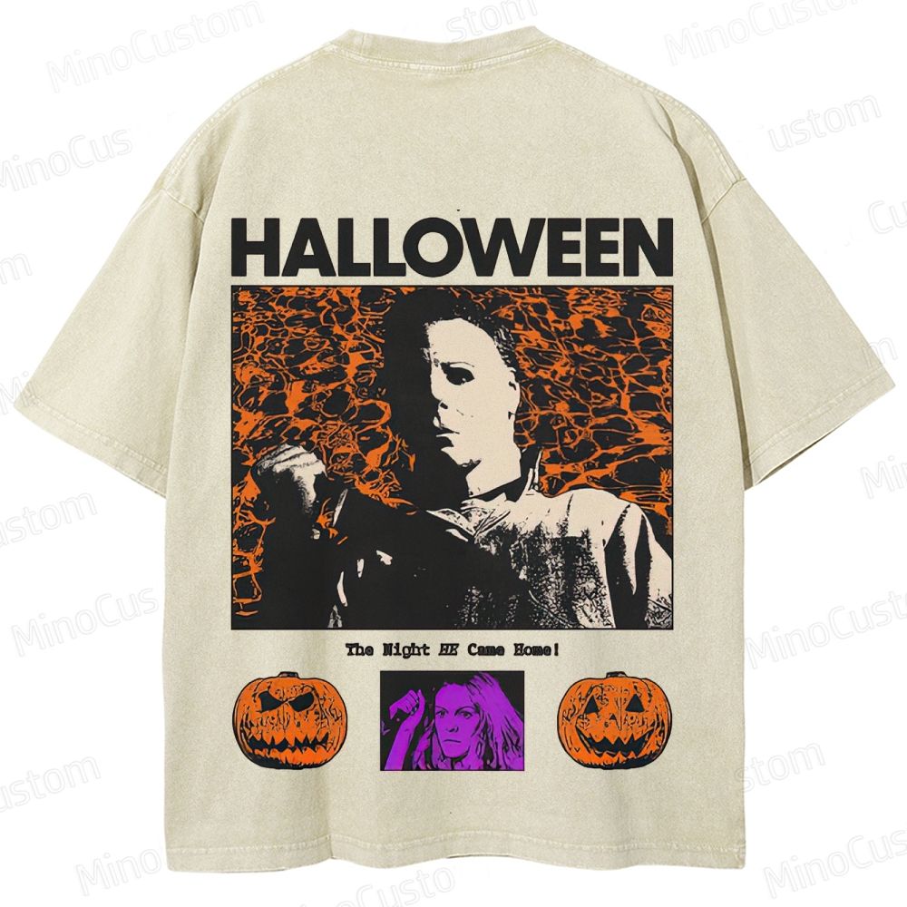 Halloween Vintage Washed Horror T - shirt