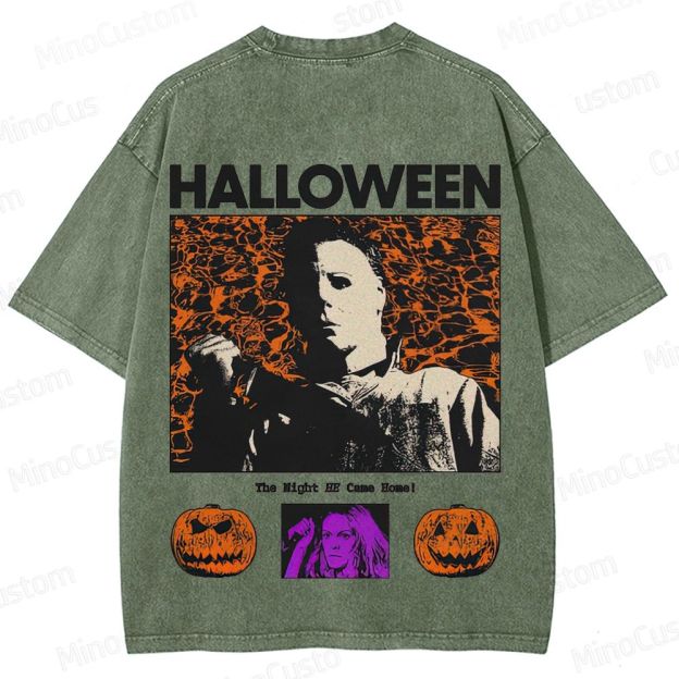 Halloween Vintage Washed Horror T - shirt