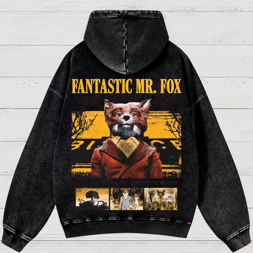 Fantastic Mr. Fox Vintage Washed Animated Comedy Hoodie