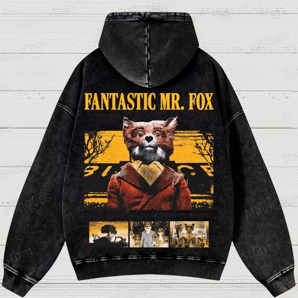 Fantastic Mr. Fox Vintage Washed Animated Comedy Hoodie