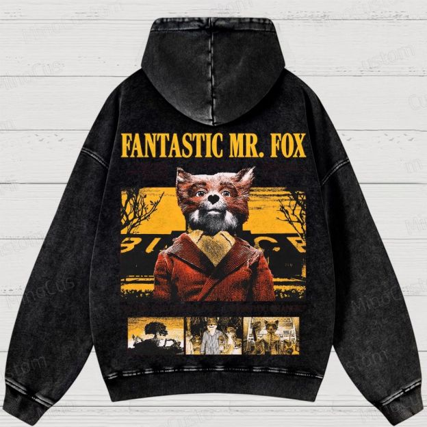 Fantastic Mr. Fox Vintage Washed Animated Comedy Hoodie