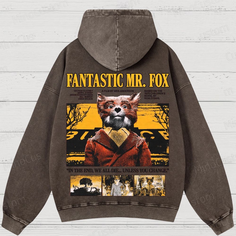 Fantastic Mr. Fox Vintage Washed Animated Comedy Hoodie