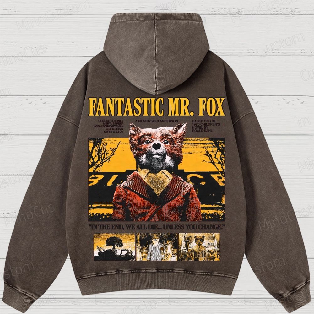 Fantastic Mr. Fox Vintage Washed Animated Comedy Hoodie