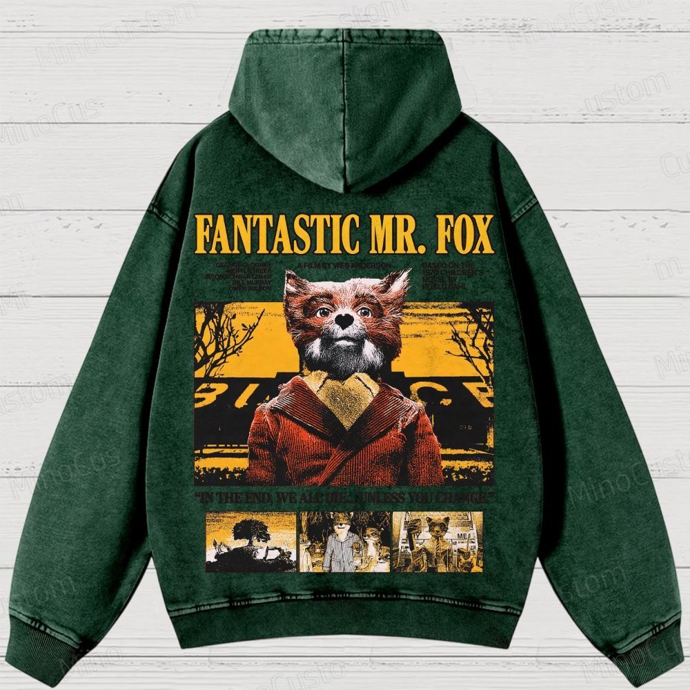 Fantastic Mr. Fox Vintage Washed Animated Comedy Hoodie