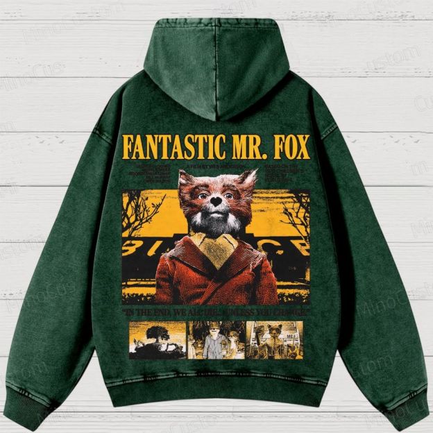 Fantastic Mr. Fox Vintage Washed Animated Comedy Hoodie