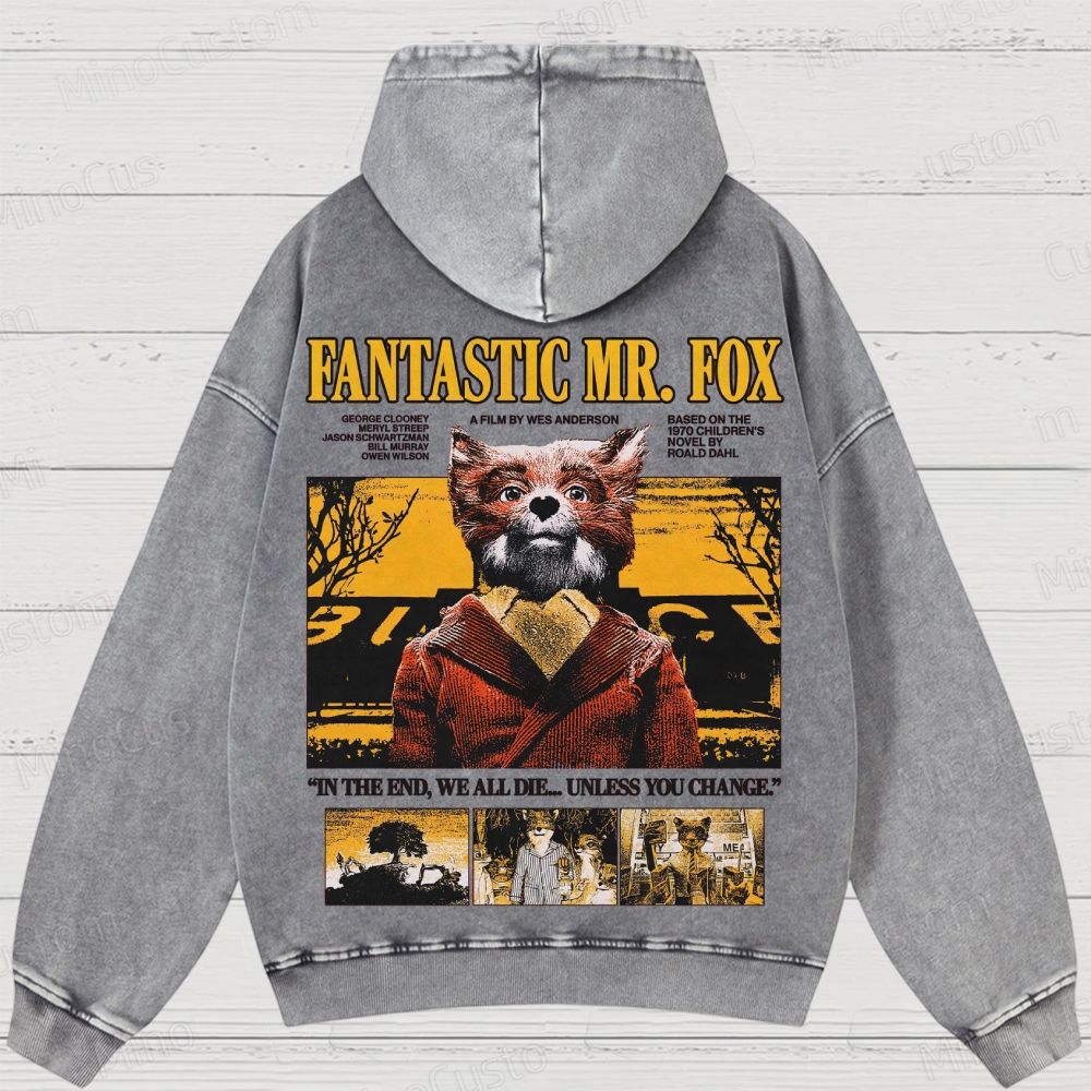 Fantastic Mr. Fox Vintage Washed Animated Comedy Hoodie