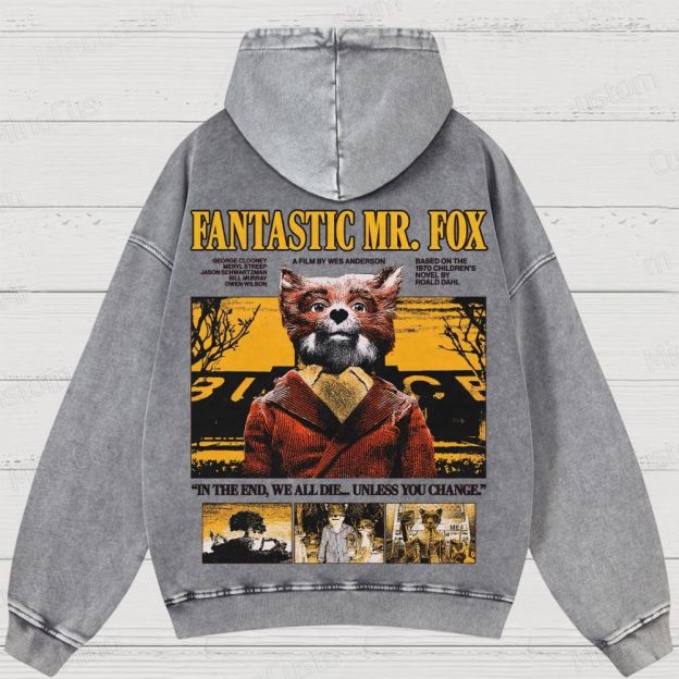 Fantastic Mr. Fox Vintage Washed Animated Comedy Hoodie