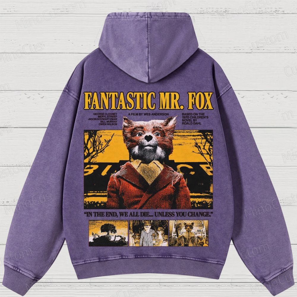 Fantastic Mr. Fox Vintage Washed Animated Comedy Hoodie