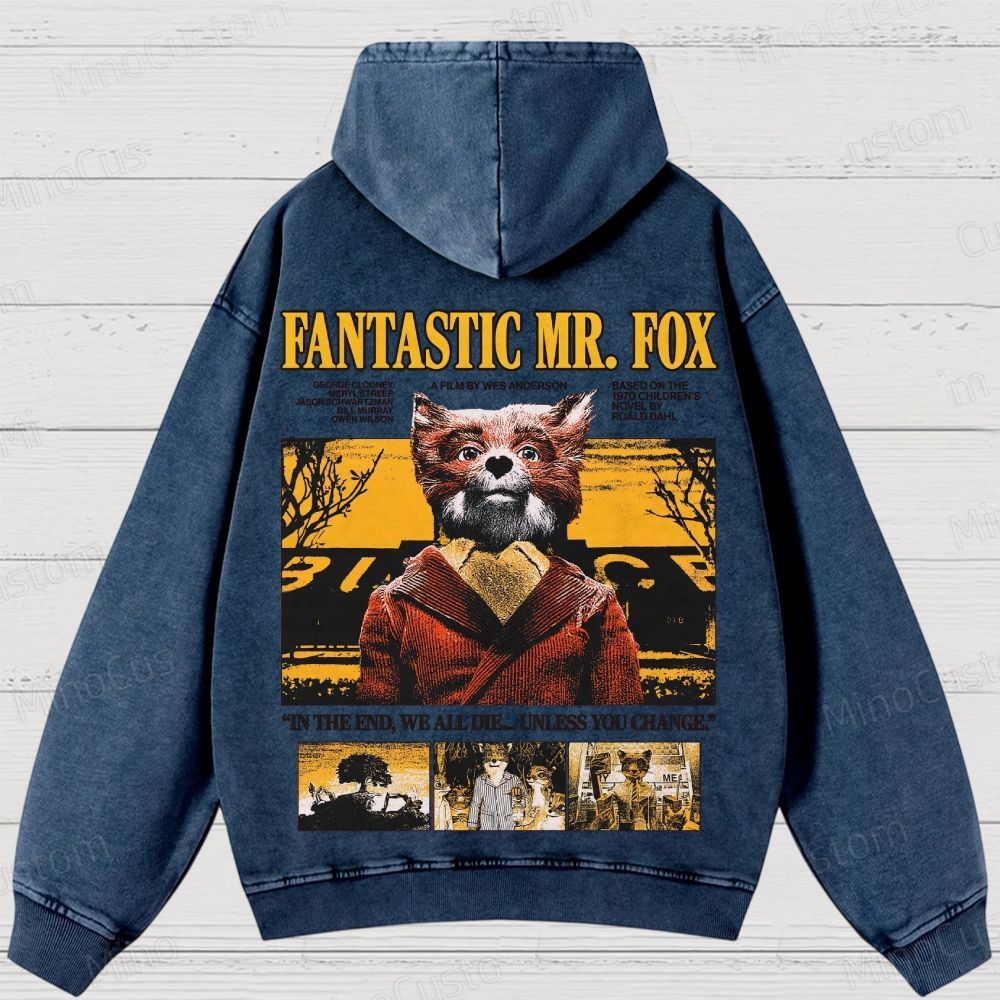 Fantastic Mr. Fox Vintage Washed Animated Comedy Hoodie