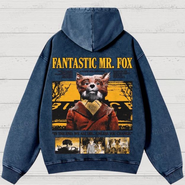 Fantastic Mr. Fox Vintage Washed Animated Comedy Hoodie