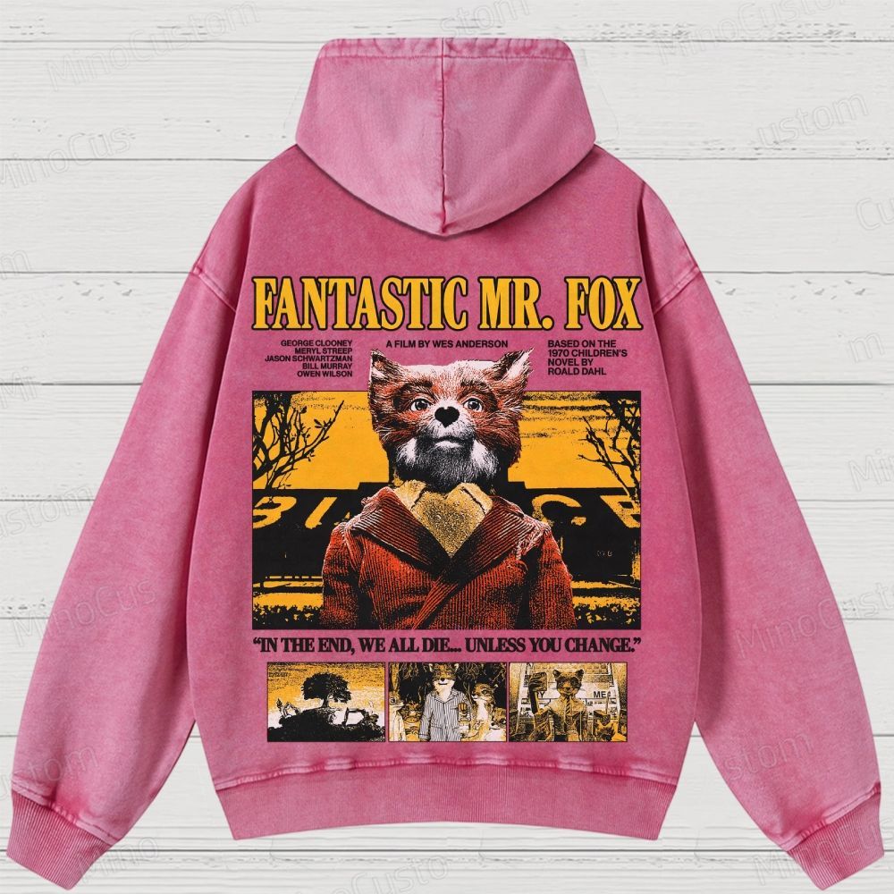 Fantastic Mr. Fox Vintage Washed Animated Comedy Hoodie