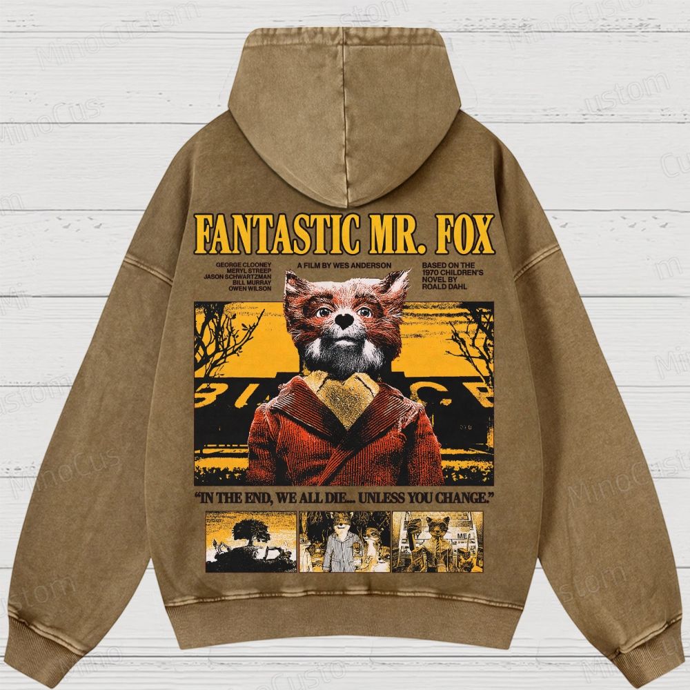 Fantastic Mr. Fox Vintage Washed Animated Comedy Hoodie