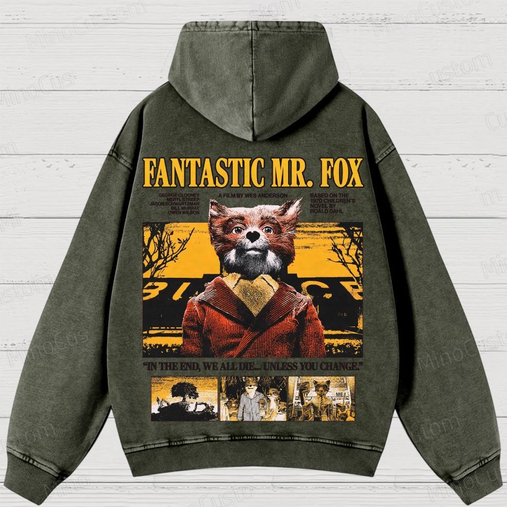 Fantastic Mr. Fox Vintage Washed Animated Comedy Hoodie