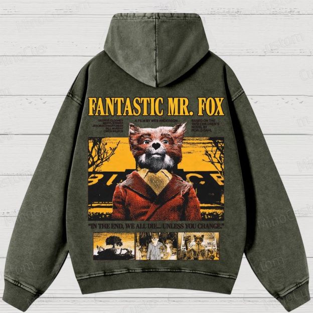 Fantastic Mr. Fox Vintage Washed Animated Comedy Hoodie