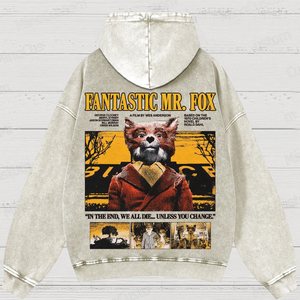 Fantastic Mr. Fox Vintage Washed Animated Comedy Hoodie