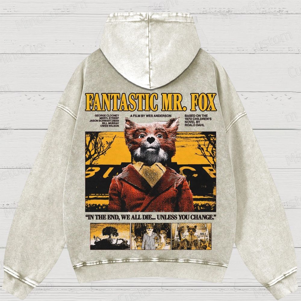 Fantastic Mr. Fox Vintage Washed Animated Comedy Hoodie