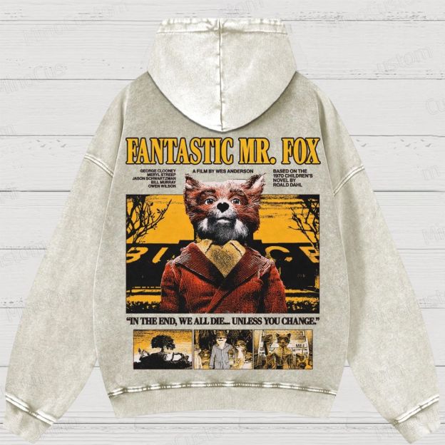 Fantastic Mr. Fox Vintage Washed Animated Comedy Hoodie