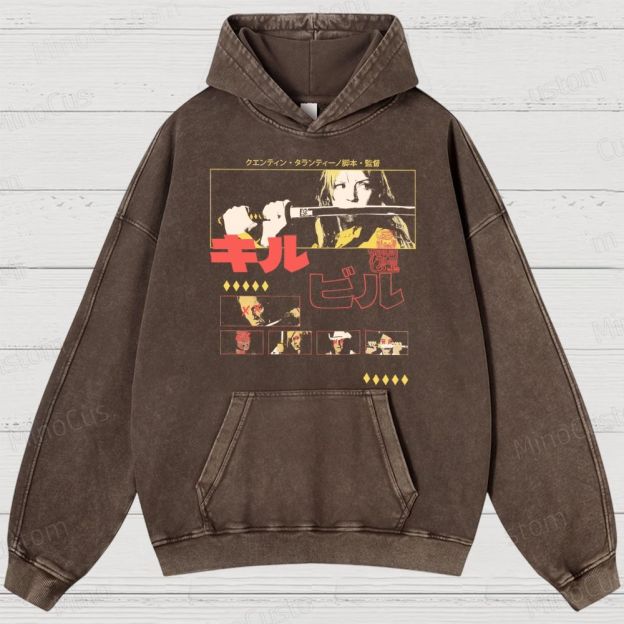 Kill Bill Vintage Washed Action Thriller Hoodie