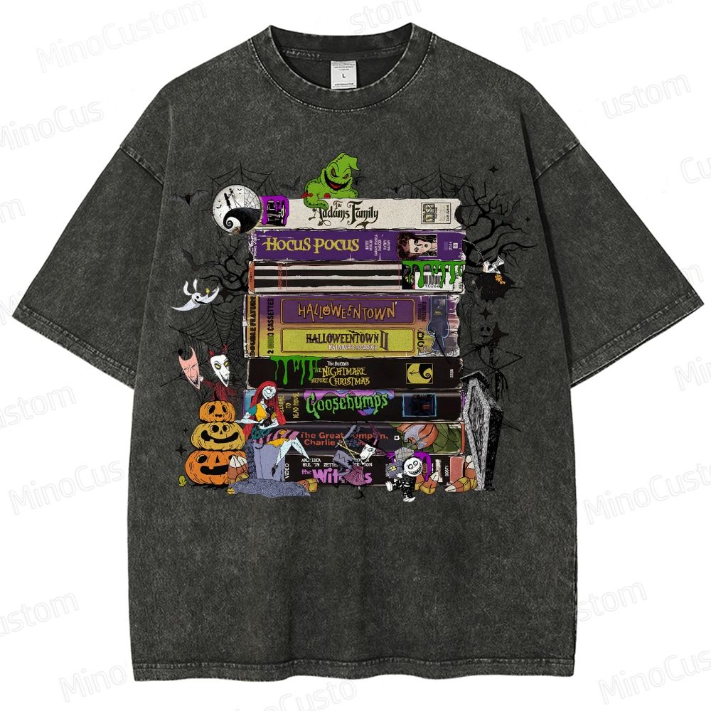 Halloween VHS Movies Washed T-Shirt 